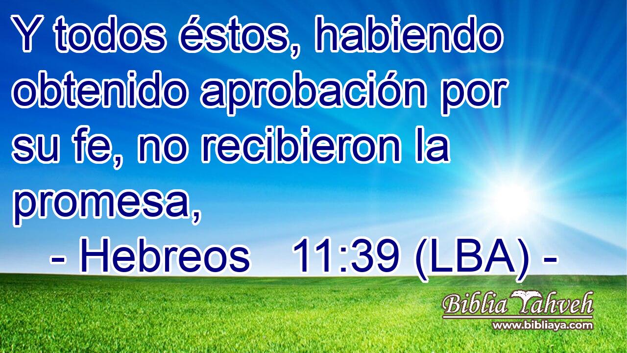 Y todos éstos, habiendo obtenido aprobación por su fe, no recibieron la promesa,