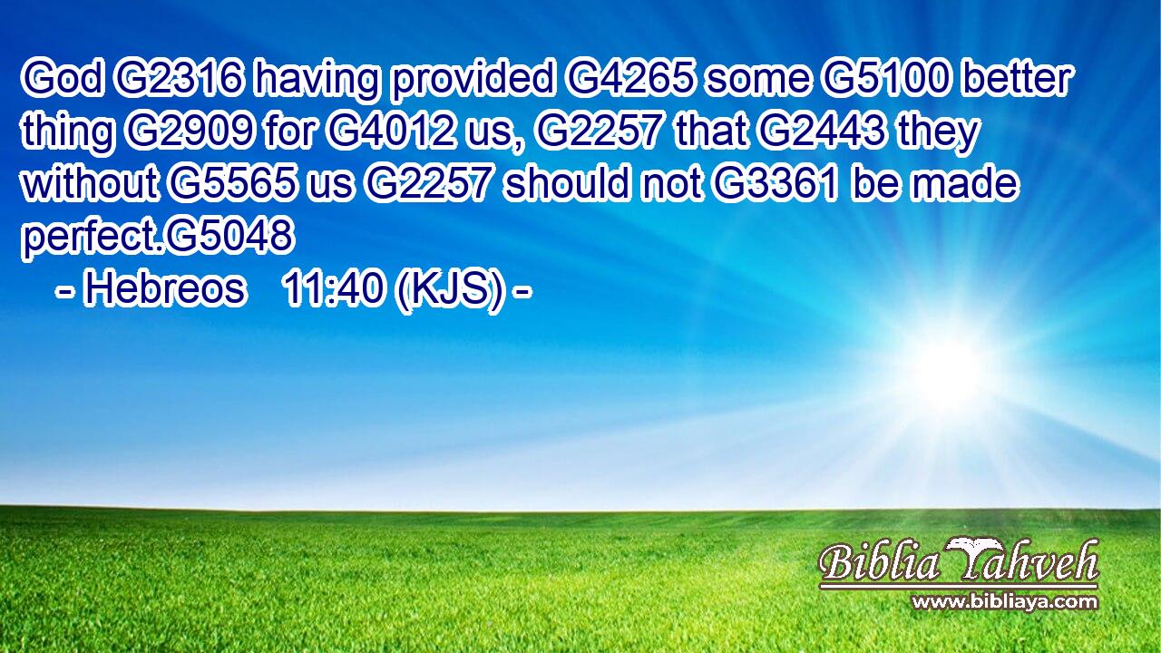 God G2316 having provided G4265 some G5100 better thing G2909 for G4012 us, G2257 that G2443 they without G5565 us G2257 should not G3361 be made perfect.G5048