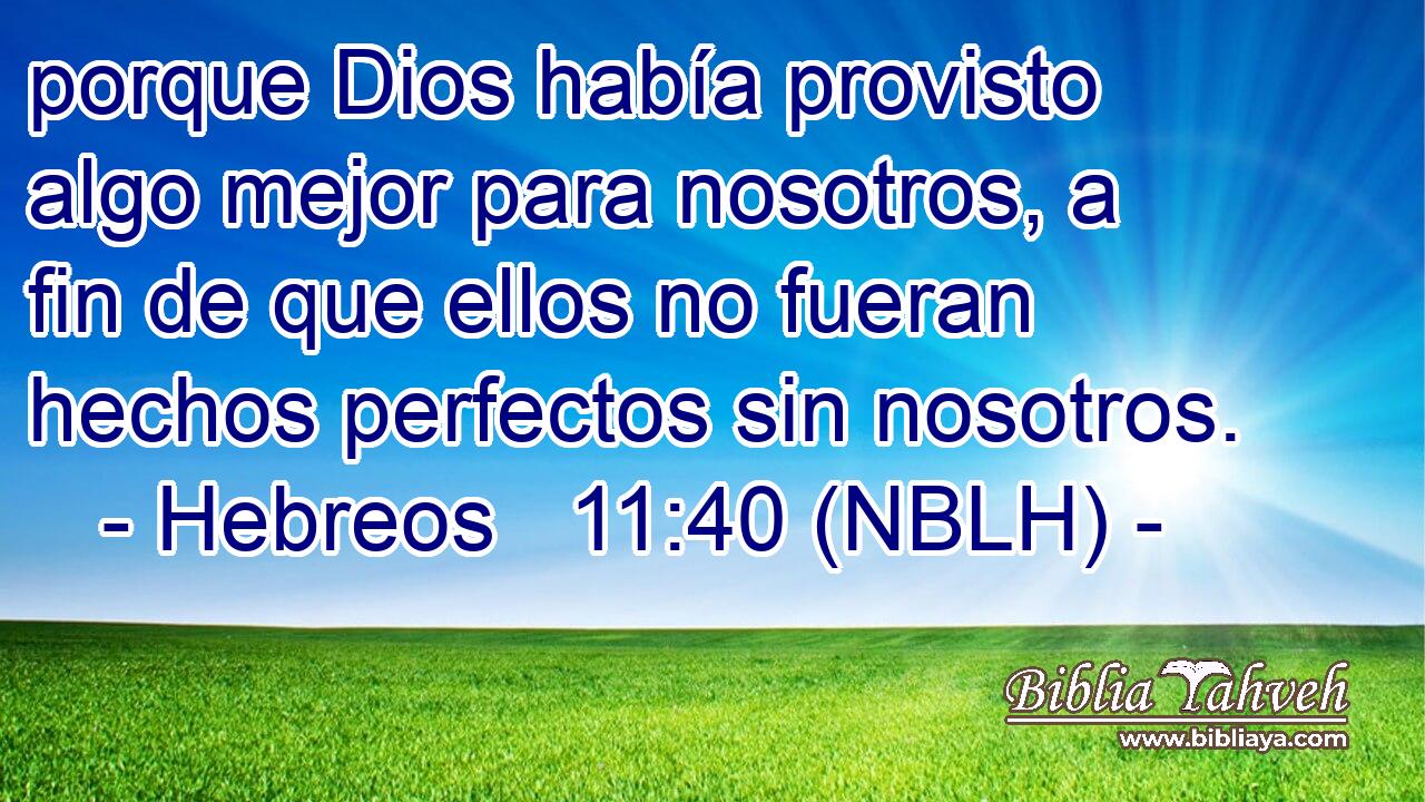  porque Dios había provisto algo mejor para nosotros, a fin de que ellos no fueran hechos perfectos sin nosotros. 