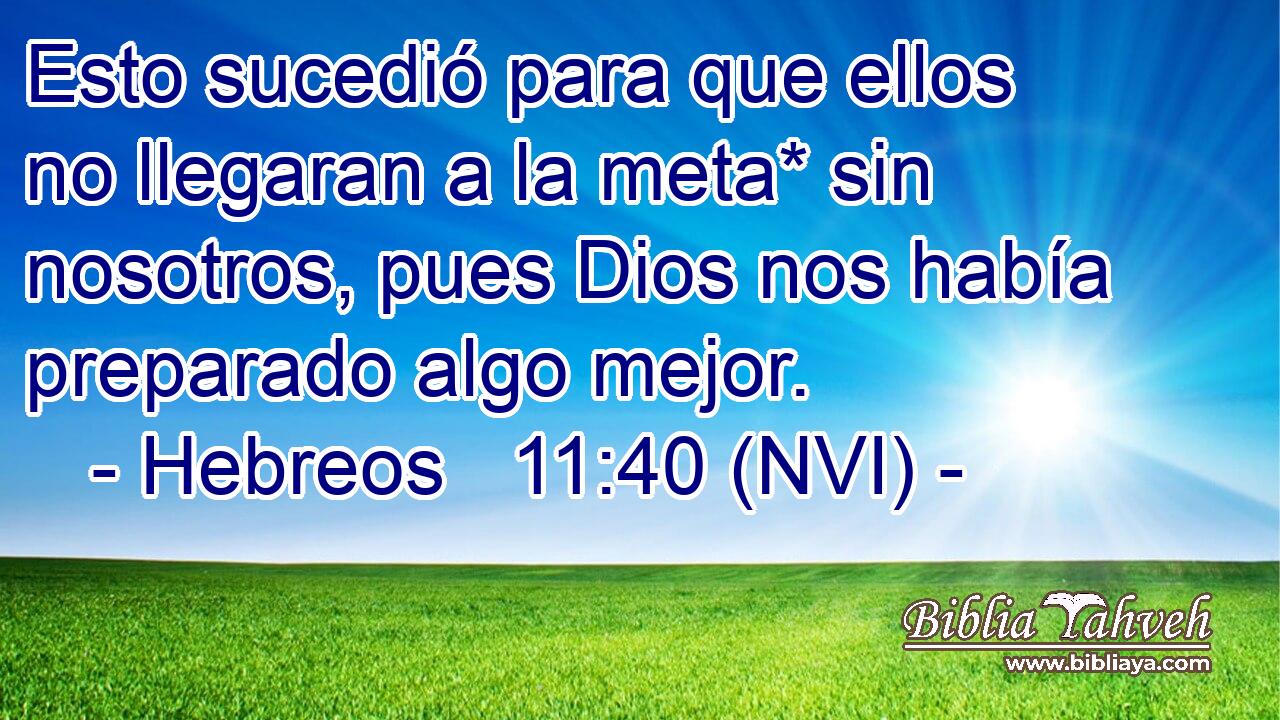  Esto sucedió para que ellos no llegaran a la meta* sin nosotros, pues Dios nos había preparado algo mejor. 