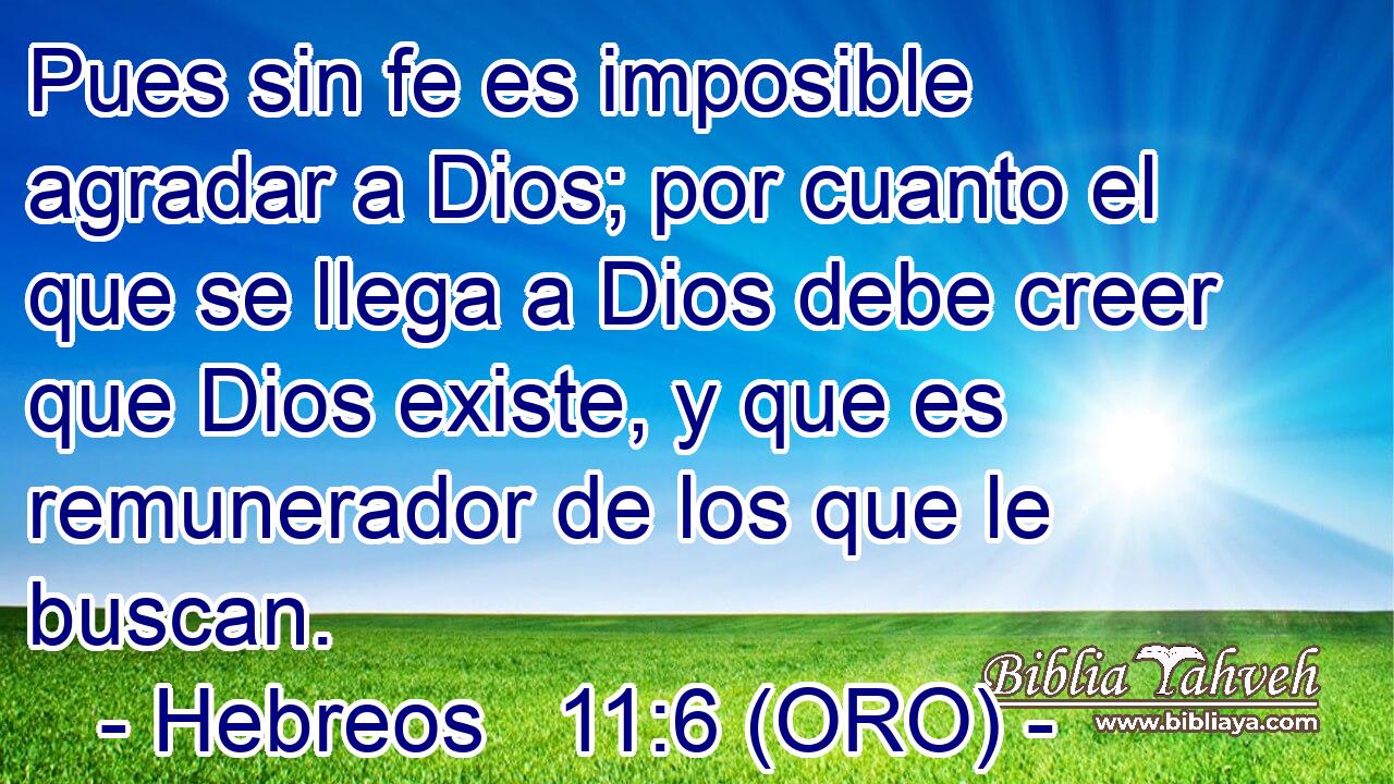  Pues sin fe es imposible agradar a Dios; por cuanto el que se llega a Dios debe creer que Dios existe, y que es remunerador de los que le buscan. 