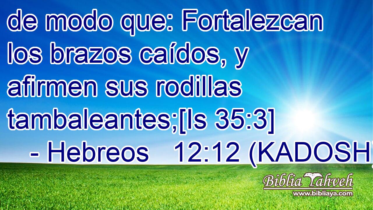 Hebreos 12:12 (KADOSH) - De Modo Que: Fortalezcan Los Brazos Ca...