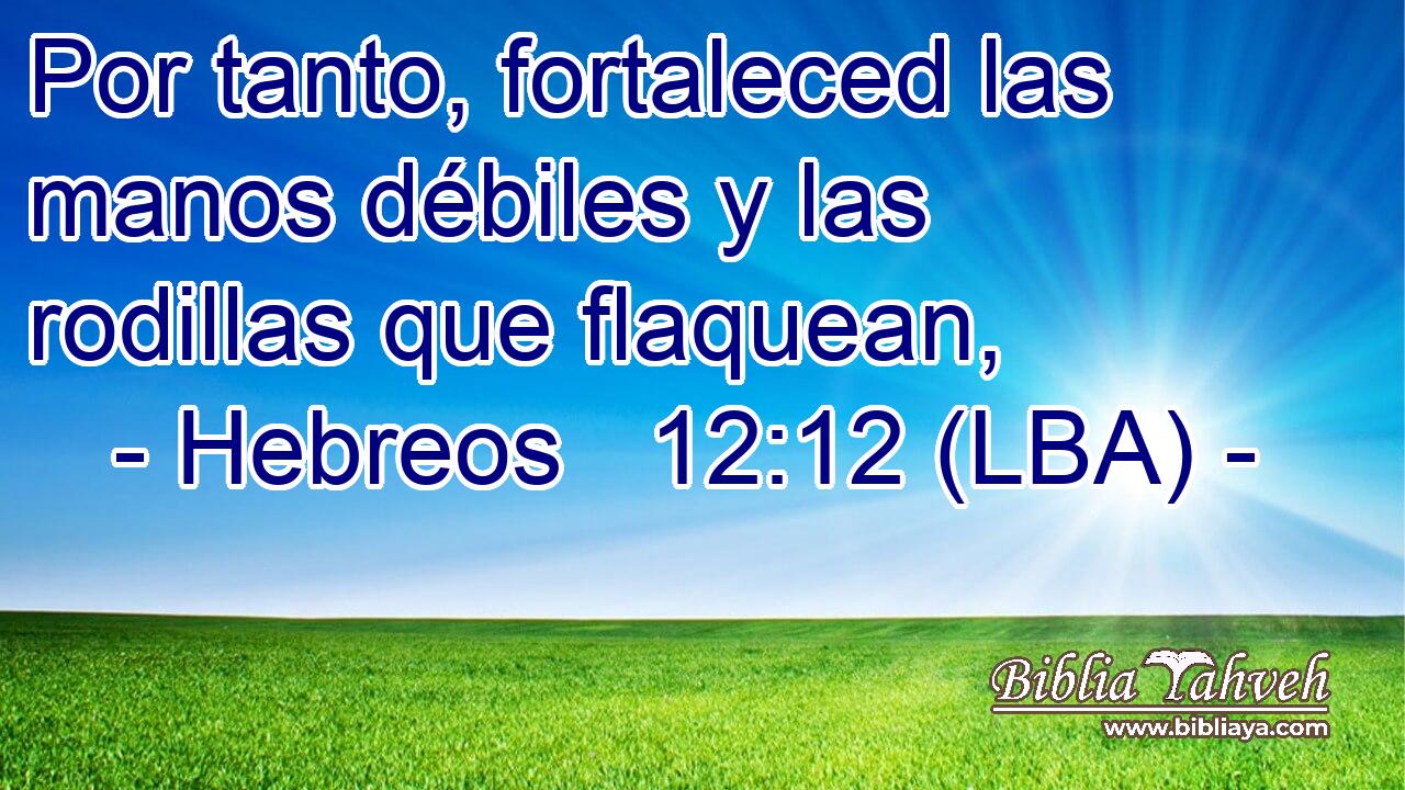 Por tanto, fortaleced las manos débiles y las rodillas que flaquean,