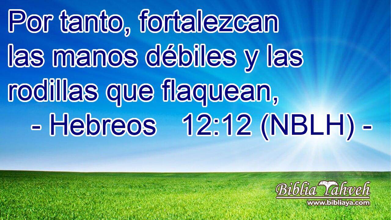  Por tanto, fortalezcan las manos débiles y las rodillas que flaquean, 