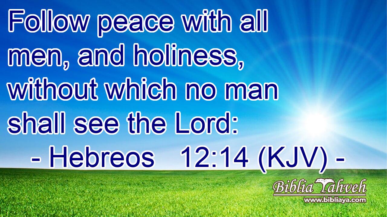 Follow peace with all men, and holiness, without which no man shall see the Lord:
