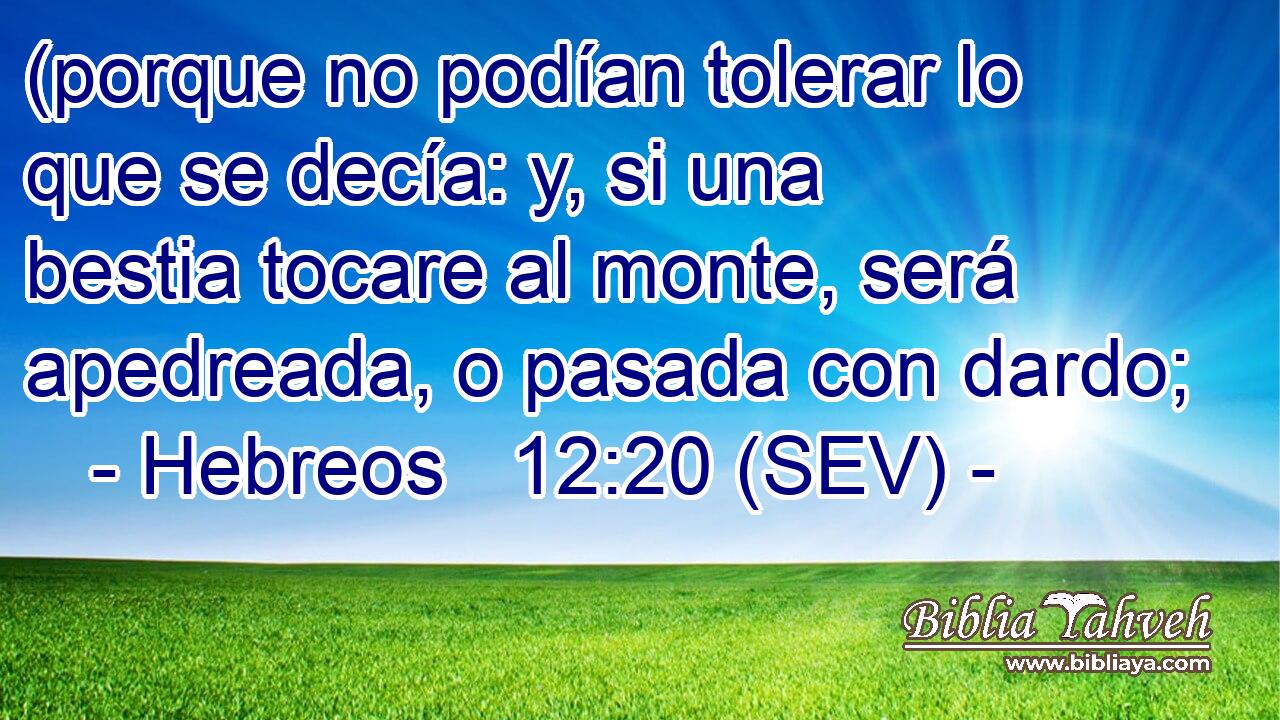 (porque no podían tolerar lo que se decía: y, si una bestia tocare al monte, será apedreada, o pasada con dardo;