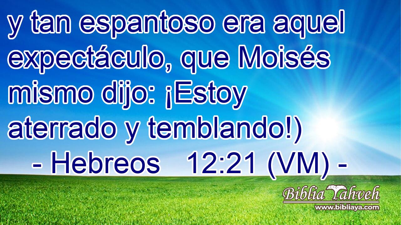  y tan espantoso era aquel expectáculo, que Moisés mismo dijo: ¡Estoy aterrado y temblando!) 
