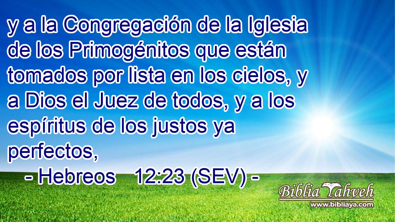 y a la Congregación de la Iglesia de los Primogénitos que están tomados por lista en los cielos, y a Dios el Juez de todos, y a los espíritus de los justos ya perfectos,