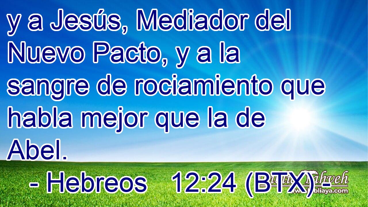 y a Jesús, Mediador del Nuevo Pacto, y a la sangre de rociamiento que habla mejor que la de Abel.