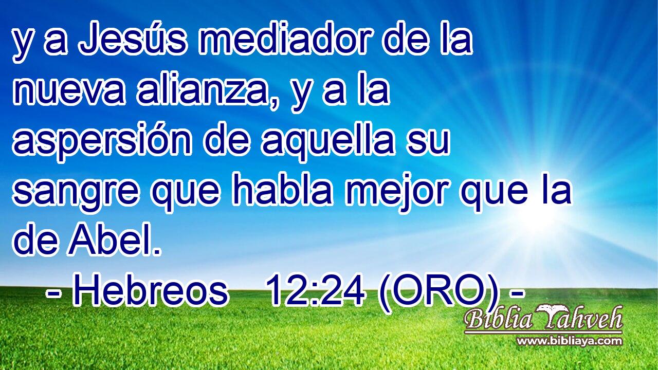  y a Jesús mediador de la nueva alianza, y a la aspersión de aquella su sangre que habla mejor que la de Abel. 
