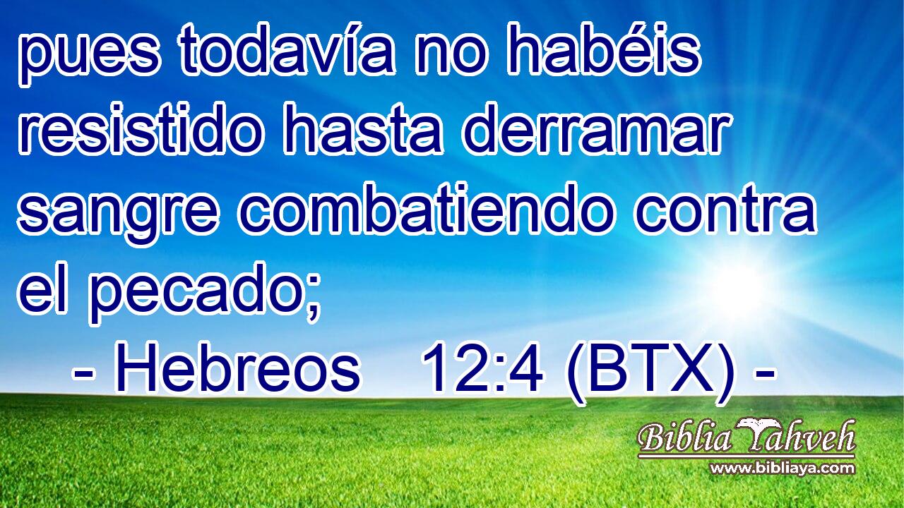 pues todavía no habéis resistido hasta derramar sangre combatiendo contra el pecado;