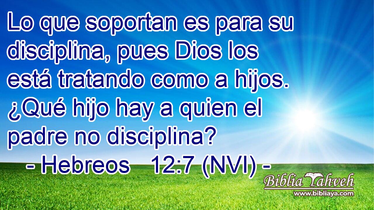  Lo que soportan es para su disciplina, pues Dios los está tratando como a hijos. ¿Qué hijo hay a quien el padre no disciplina? 