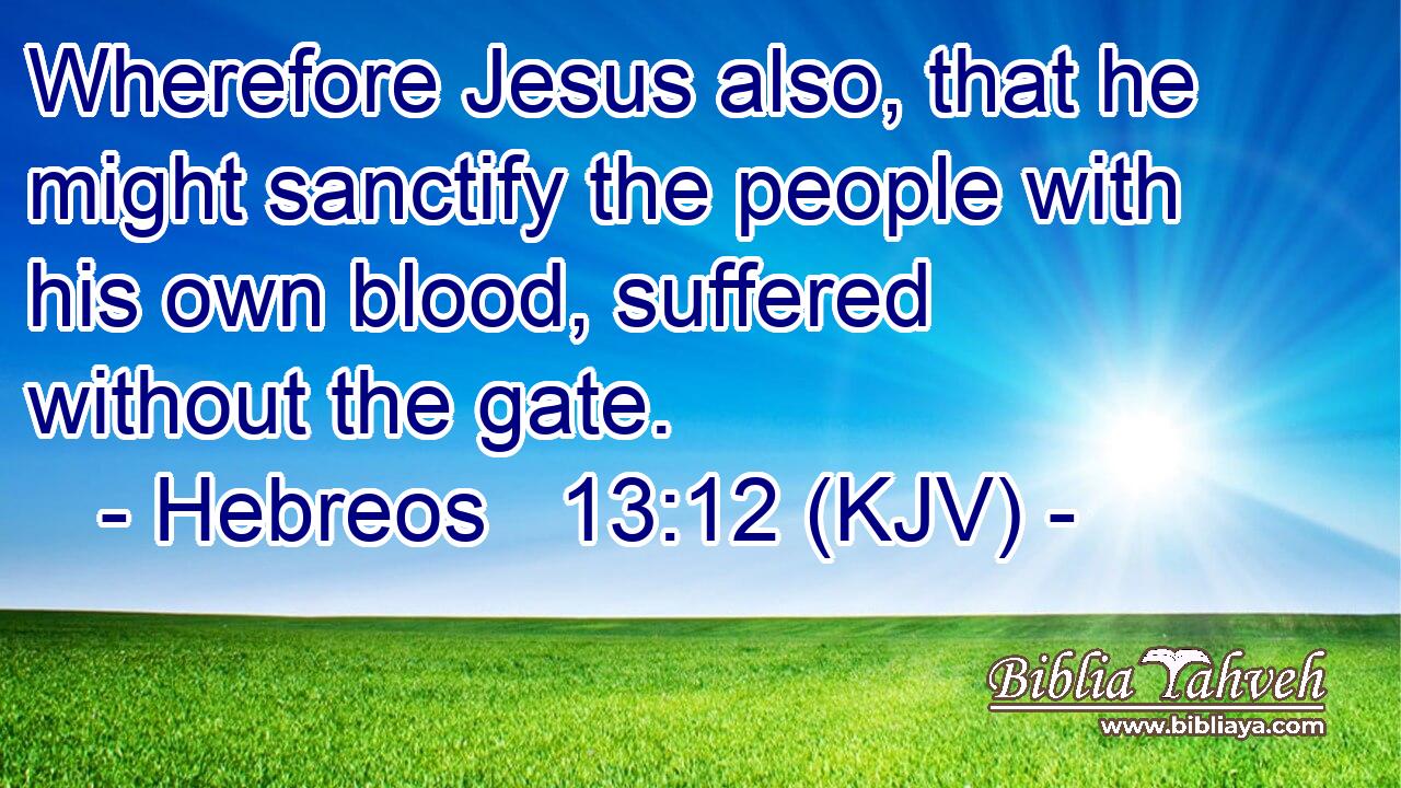 Wherefore Jesus also, that he might sanctify the people with his own blood, suffered without the gate.