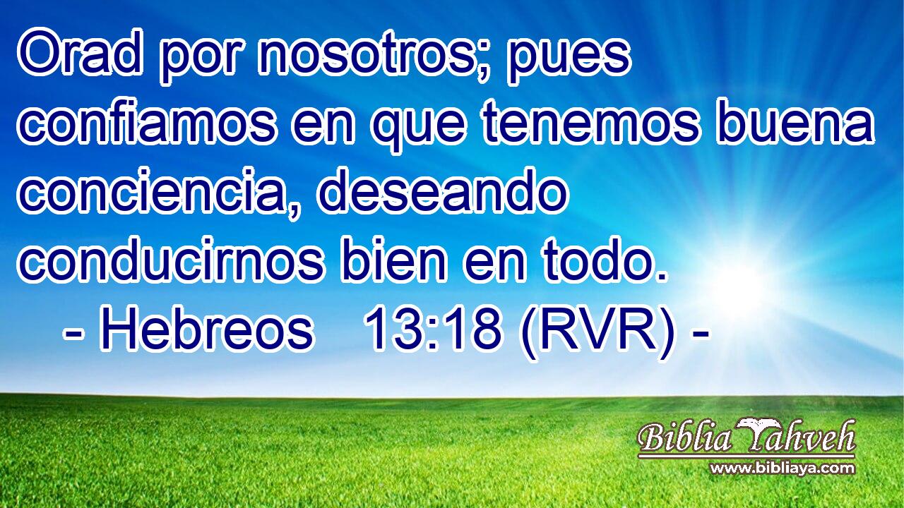 Orad por nosotros; pues confiamos en que tenemos buena conciencia, deseando conducirnos bien en todo.