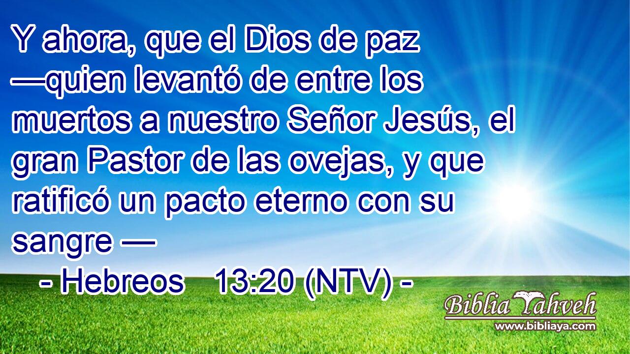 Y ahora, que el Dios de paz —quien levantó de entre los muertos a nuestro Señor Jesús, el gran Pastor de las ovejas, y que ratificó un pacto eterno con su sangre —