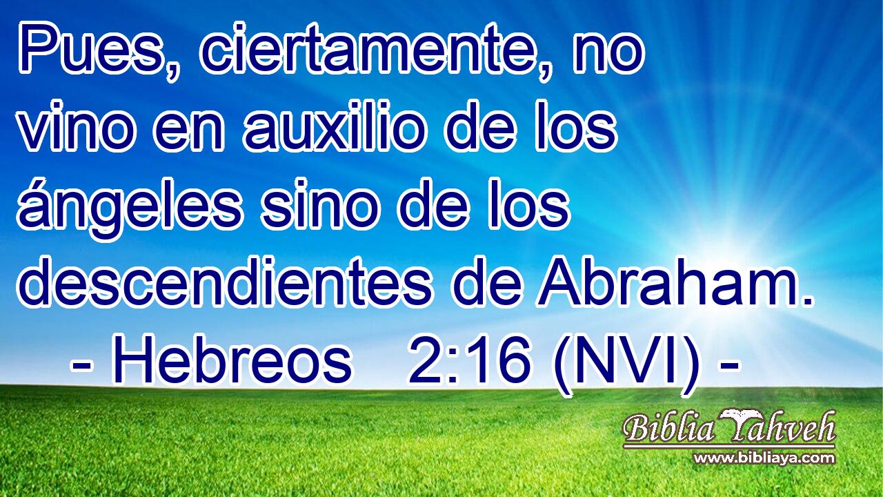  Pues, ciertamente, no vino en auxilio de los ángeles sino de los descendientes de Abraham. 