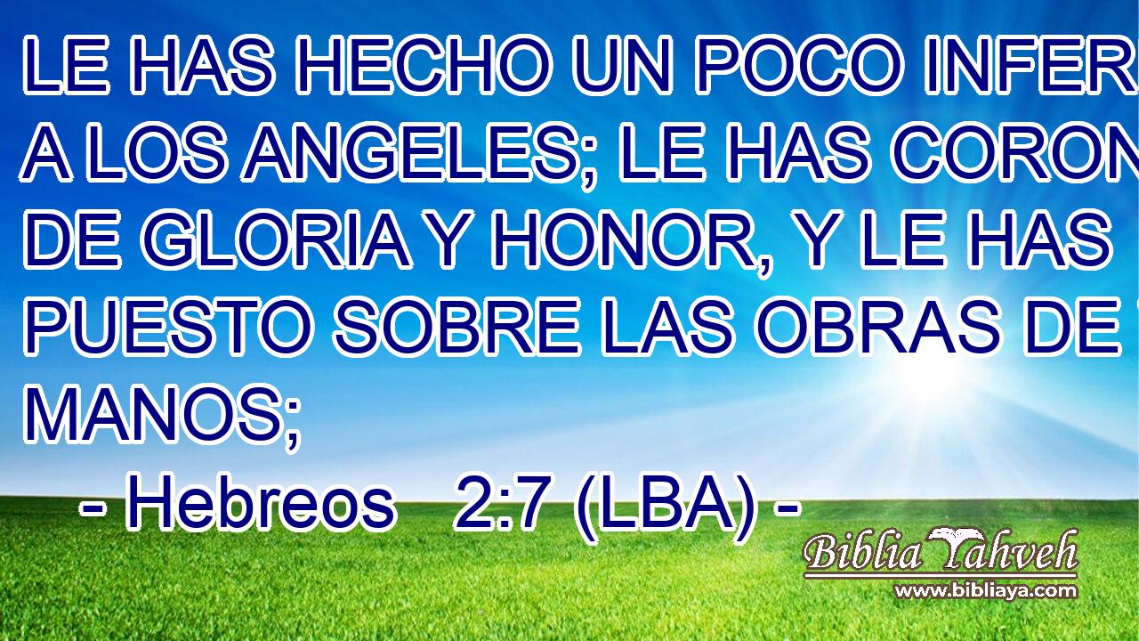 LE HAS HECHO UN POCO INFERIOR A LOS ANGELES; LE HAS CORONADO DE GLORIA Y HONOR, Y LE HAS PUESTO SOBRE LAS OBRAS DE TUS MANOS;