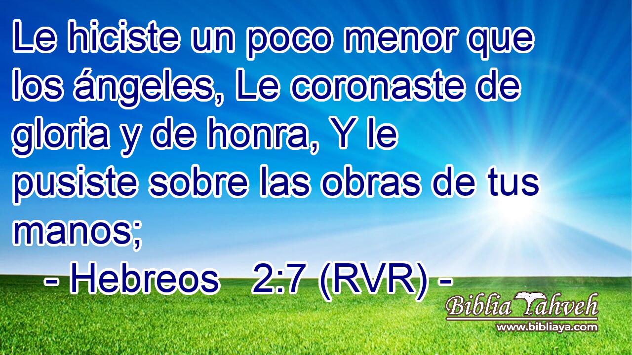 Le hiciste un poco menor que los ángeles, Le coronaste de gloria y de honra, Y le pusiste sobre las obras de tus manos;