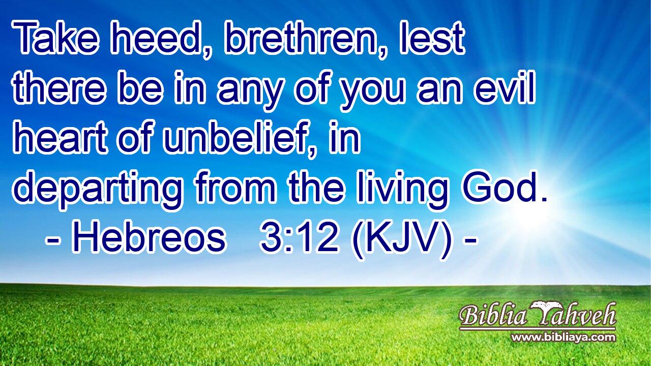 Take heed, brethren, lest there be in any of you an evil heart of unbelief, in departing from the living God.