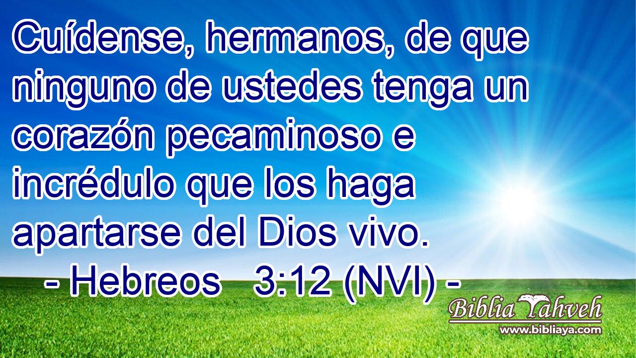 Cuídense, hermanos, de que ninguno de ustedes tenga un corazón pecaminoso e incrédulo que los haga apartarse del Dios vivo. 