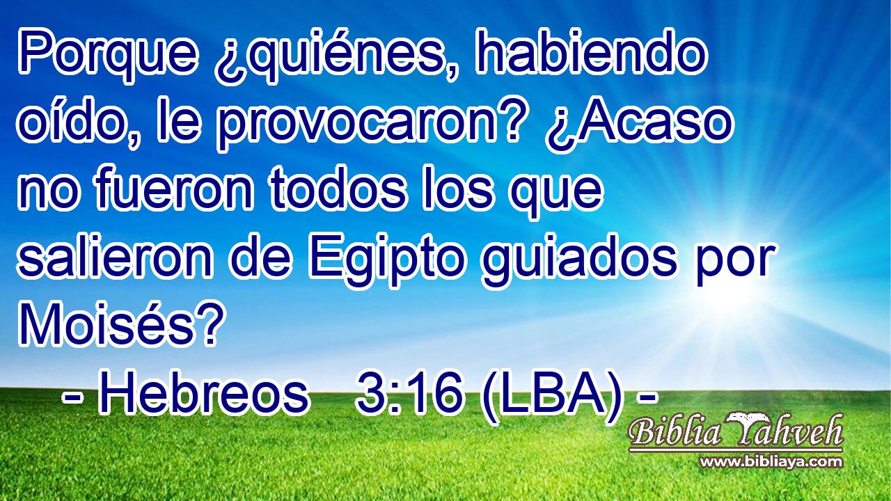 Porque ¿quiénes, habiendo oído, le provocaron? ¿Acaso no fueron todos los que salieron de Egipto guiados por Moisés?
