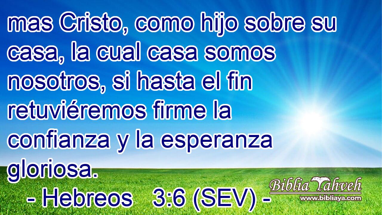 mas Cristo, como hijo sobre su casa, la cual casa somos nosotros, si hasta el fin retuviéremos firme la confianza y la esperanza gloriosa.