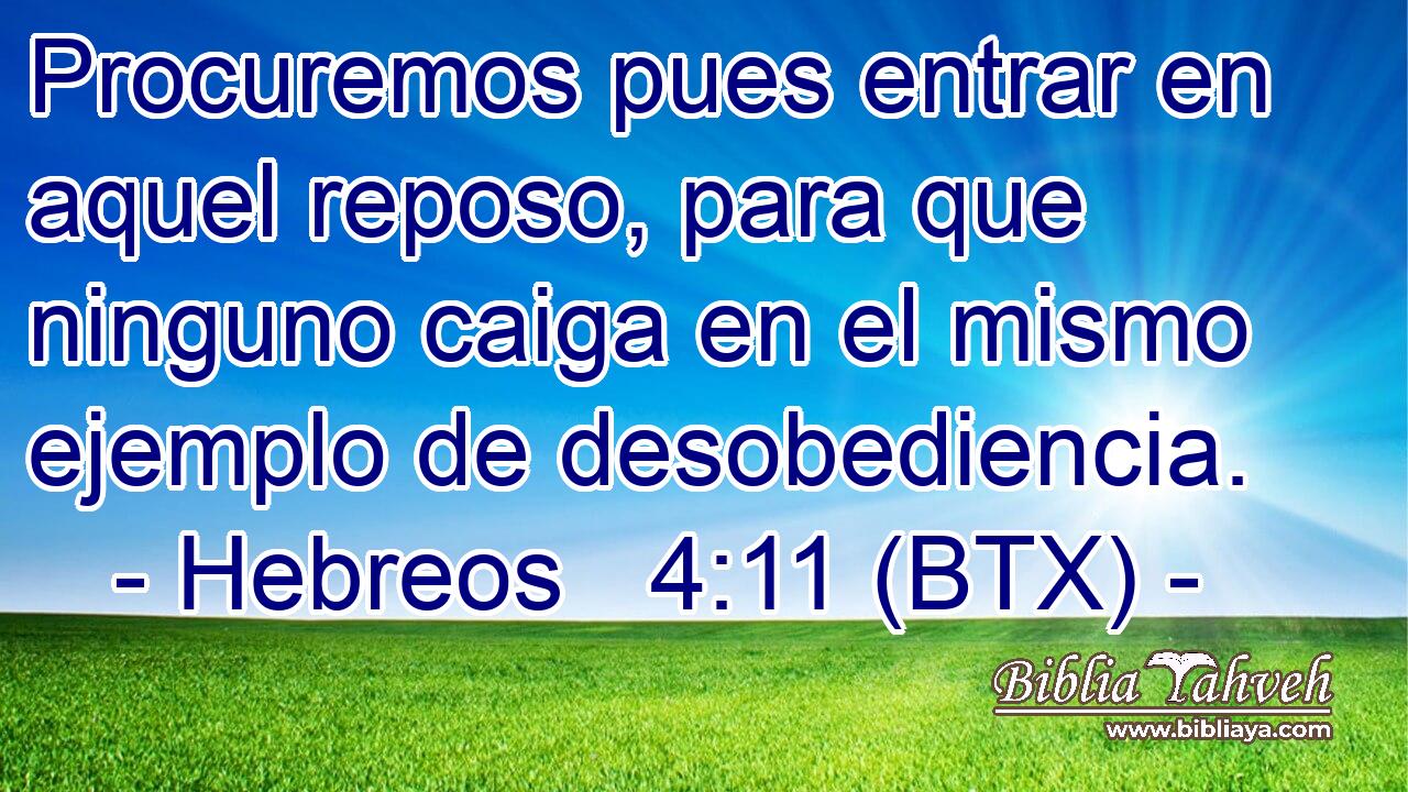 Procuremos pues entrar en aquel reposo, para que ninguno caiga en el mismo ejemplo de desobediencia.