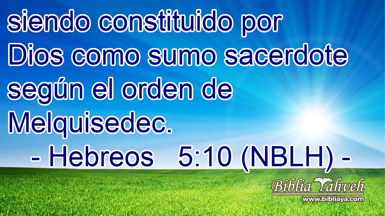  siendo constituido por Dios como sumo sacerdote según el orden de Melquisedec. 