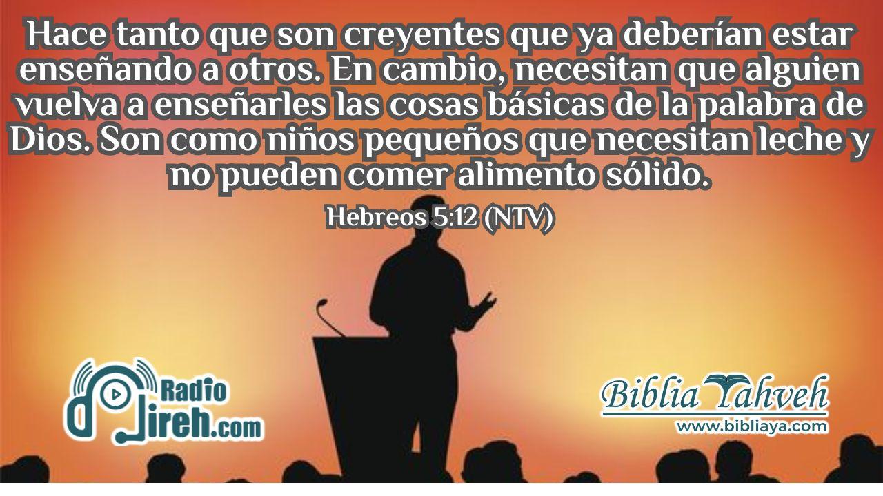 Hace tanto que son creyentes que ya deberían estar enseñando a otros. En cambio, necesitan que alguien vuelva a enseñarles las cosas básicas de la Palabra de Dios.* Son como niños pequeños que necesitan leche y no pueden comer alimento sólido.