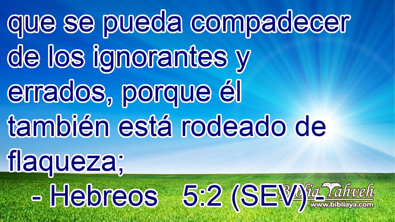 que se pueda compadecer de los ignorantes y errados, porque él también está rodeado de flaqueza;