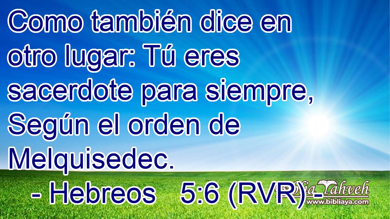 Como también dice en otro lugar: Tú eres sacerdote para siempre, Según el orden de Melquisedec.