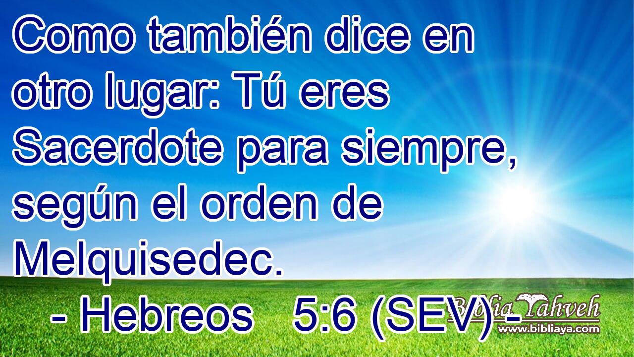 Como también dice en otro lugar: Tú eres Sacerdote para siempre, según el orden de Melquisedec.