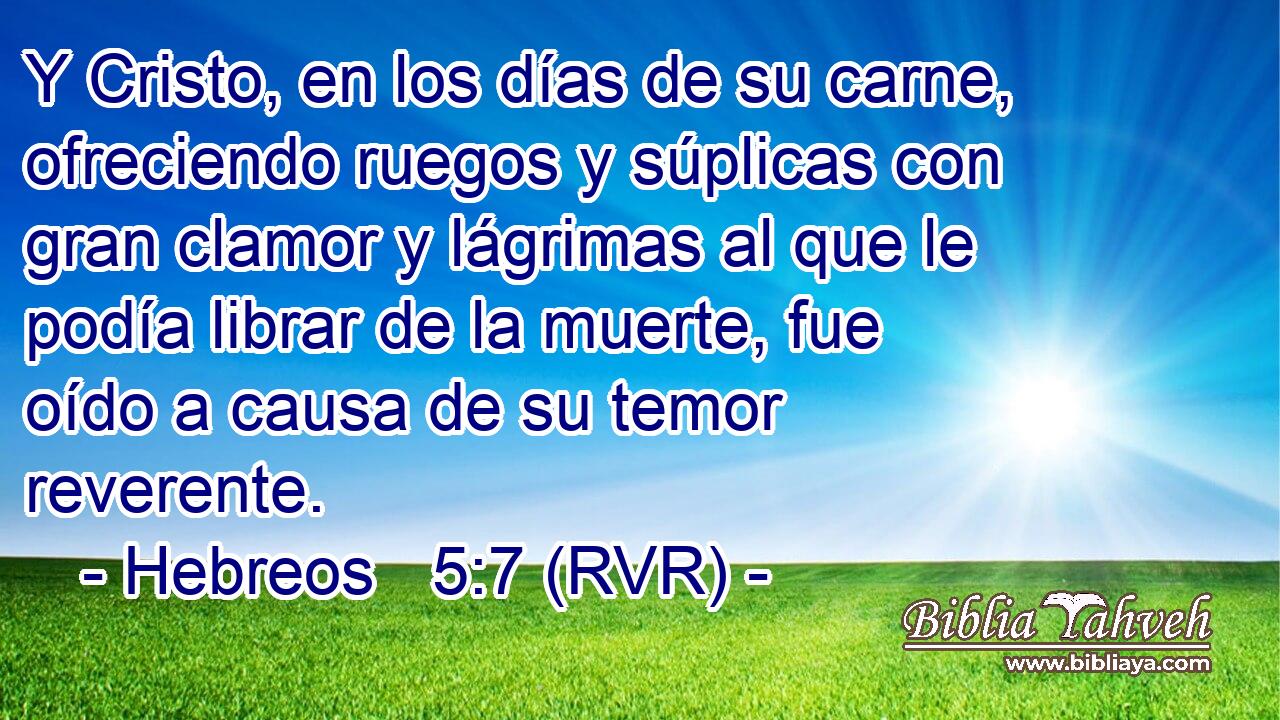 Y Cristo, en los días de su carne, ofreciendo ruegos y súplicas con gran clamor y lágrimas al que le podía librar de la muerte, fue oído a causa de su temor reverente.