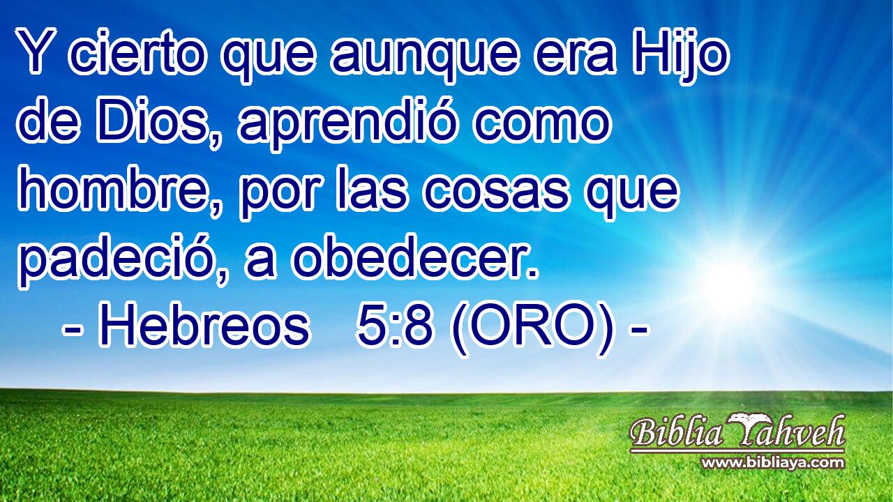  Y cierto que aunque era Hijo de Dios, aprendió como hombre, por las cosas que padeció, a obedecer. 
