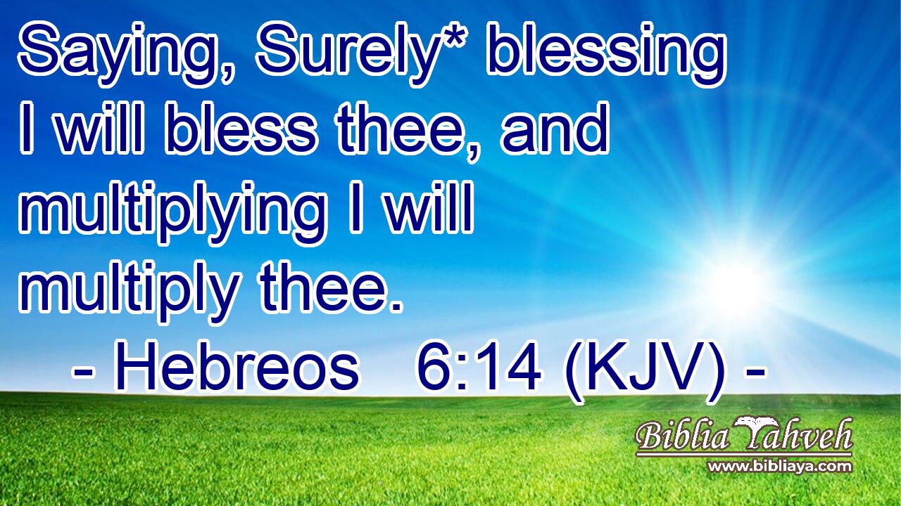 Saying, Surely* blessing I will bless thee, and multiplying I will multiply thee.