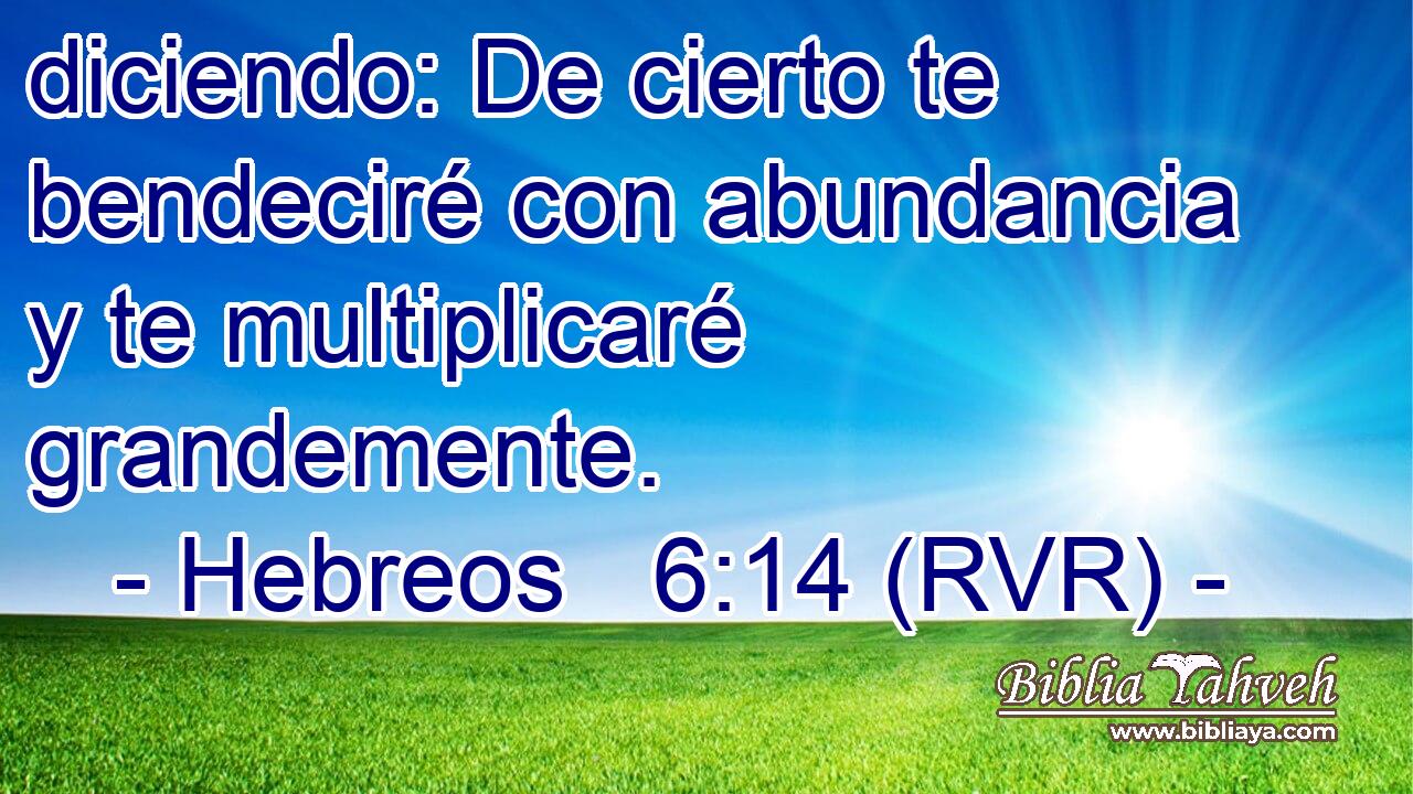 diciendo: De cierto te bendeciré con abundancia y te multiplicaré grandemente.