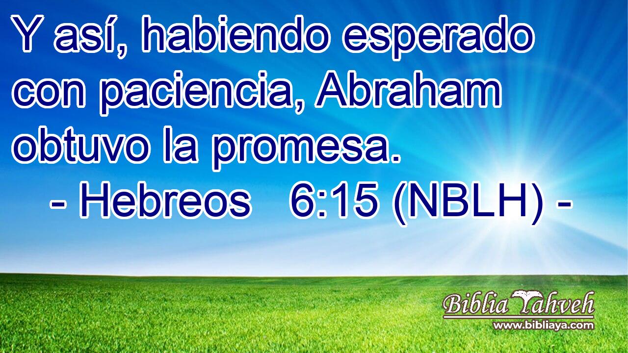  Y así, habiendo esperado con paciencia, Abraham obtuvo la promesa. 