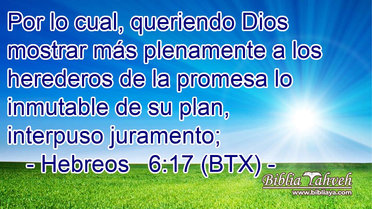 Por lo cual, queriendo Dios mostrar más plenamente a los herederos de la promesa lo inmutable de su plan, interpuso juramento;
