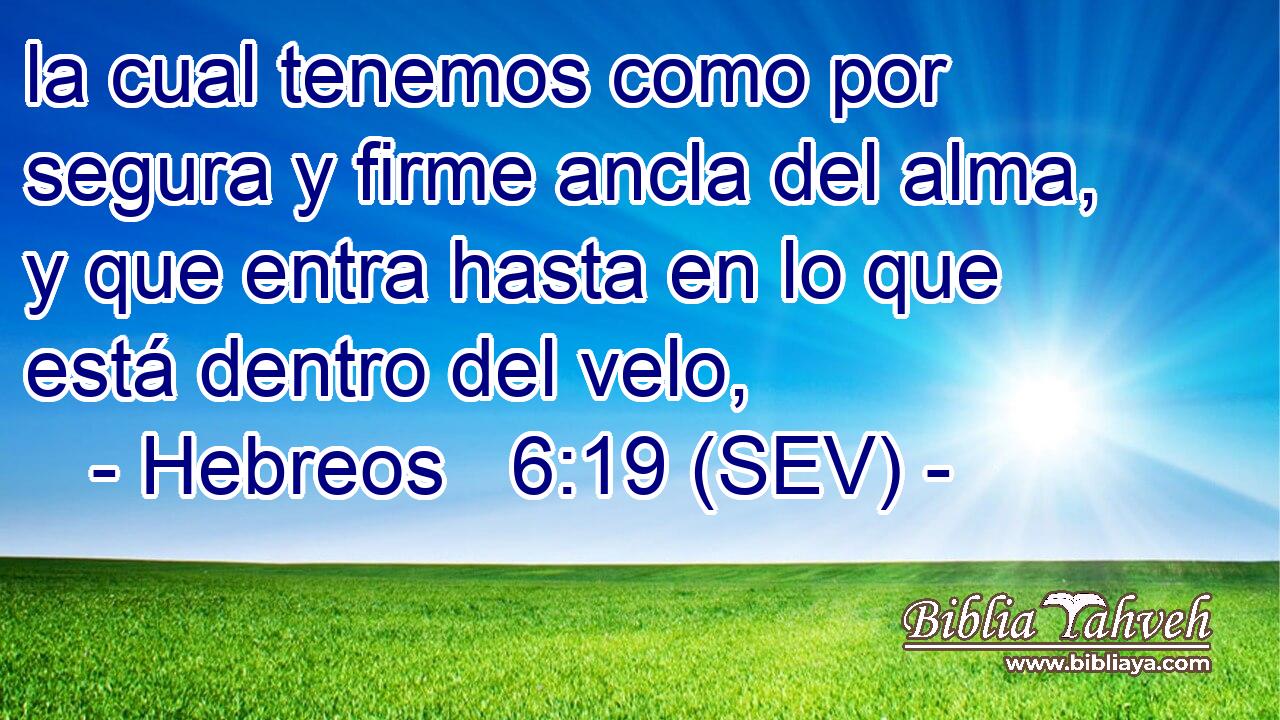 la cual tenemos como por segura y firme ancla del alma, y que entra hasta en lo que está dentro del velo,