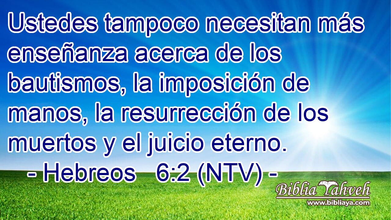 Ustedes tampoco necesitan más enseñanza acerca de los bautismos, la imposición de manos, la resurrección de los muertos y el juicio eterno.