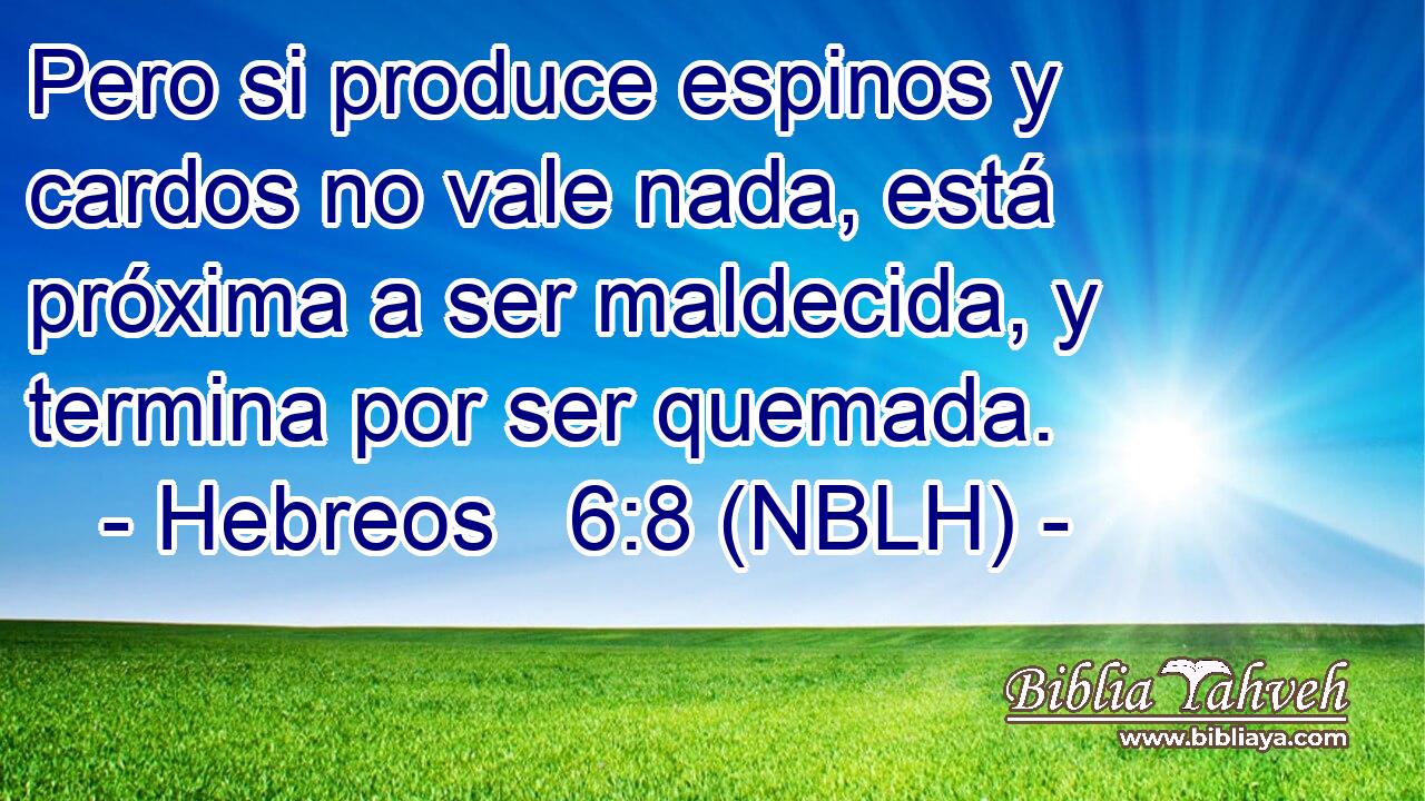  Pero si produce espinos y cardos no vale nada, está próxima a ser maldecida, y termina por ser quemada. 