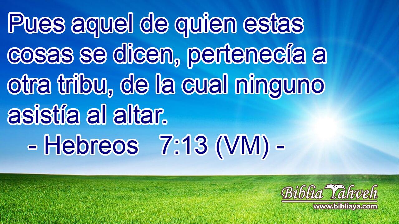  Pues aquel de quien estas cosas se dicen, pertenecía a otra tribu, de la cual ninguno asistía al altar. 