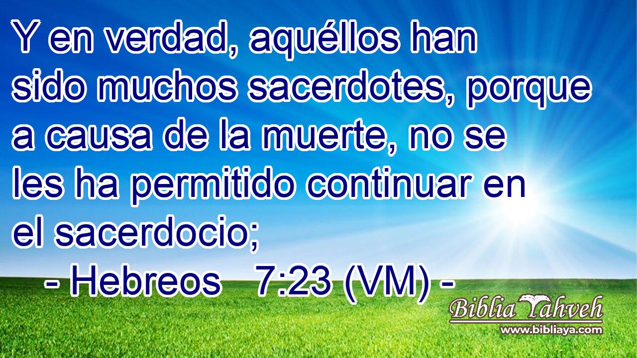 Y en verdad, aquéllos han sido muchos sacerdotes, porque a causa de la muerte, no se les ha permitido continuar en el sacerdocio; 
