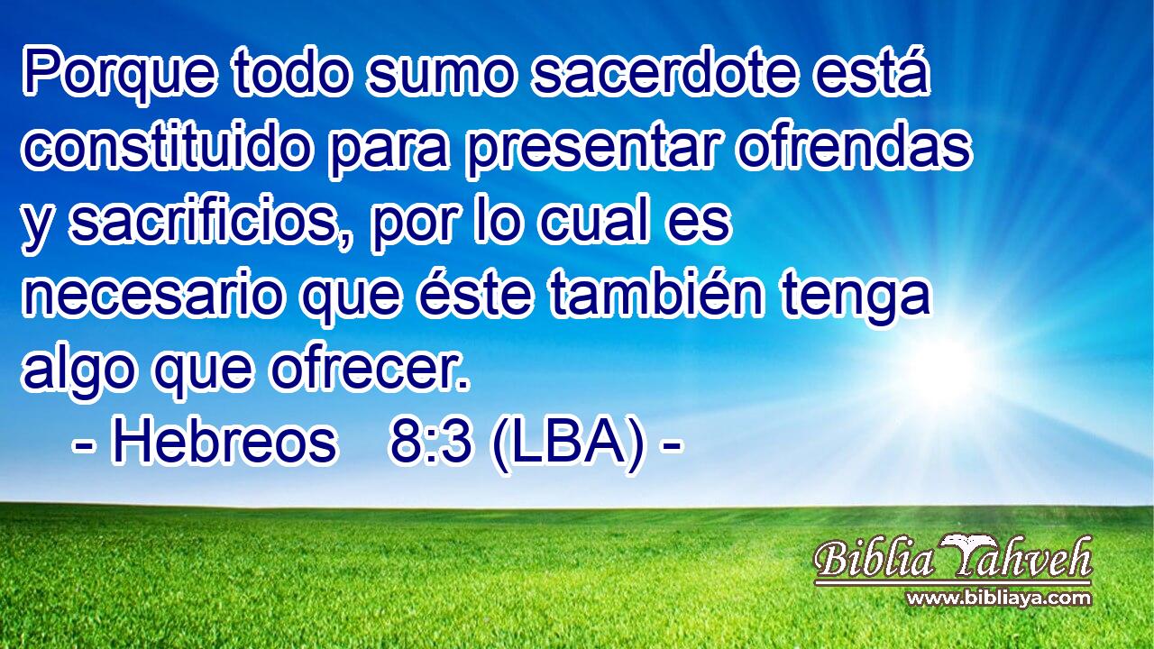 Porque todo sumo sacerdote está constituido para presentar ofrendas y sacrificios, por lo cual es necesario que éste también tenga algo que ofrecer.