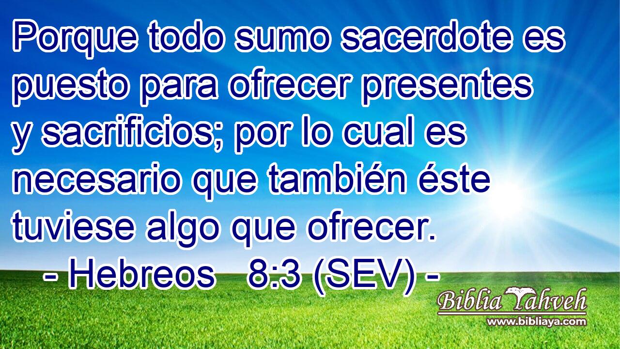 Porque todo sumo sacerdote es puesto para ofrecer presentes y sacrificios; por lo cual es necesario que también éste tuviese algo que ofrecer.