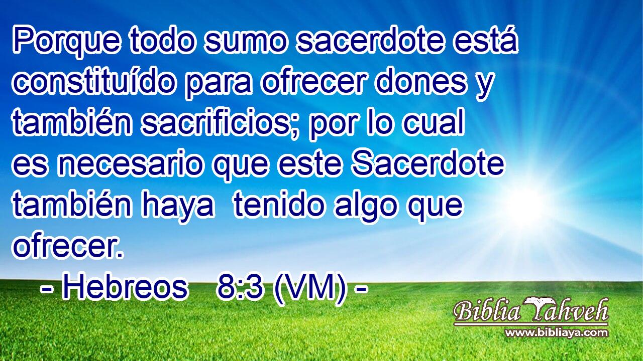  Porque todo sumo sacerdote está constituído para ofrecer dones y también sacrificios; por lo cual es necesario que este Sacerdote también haya  tenido algo que ofrecer. 