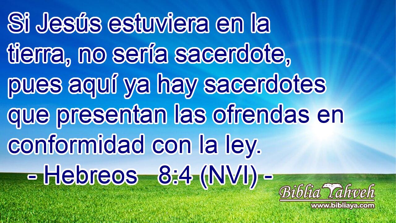 Si Jesús estuviera en la tierra, no sería sacerdote, pues aquí ya hay sacerdotes que presentan las ofrendas en conformidad con la ley. 
