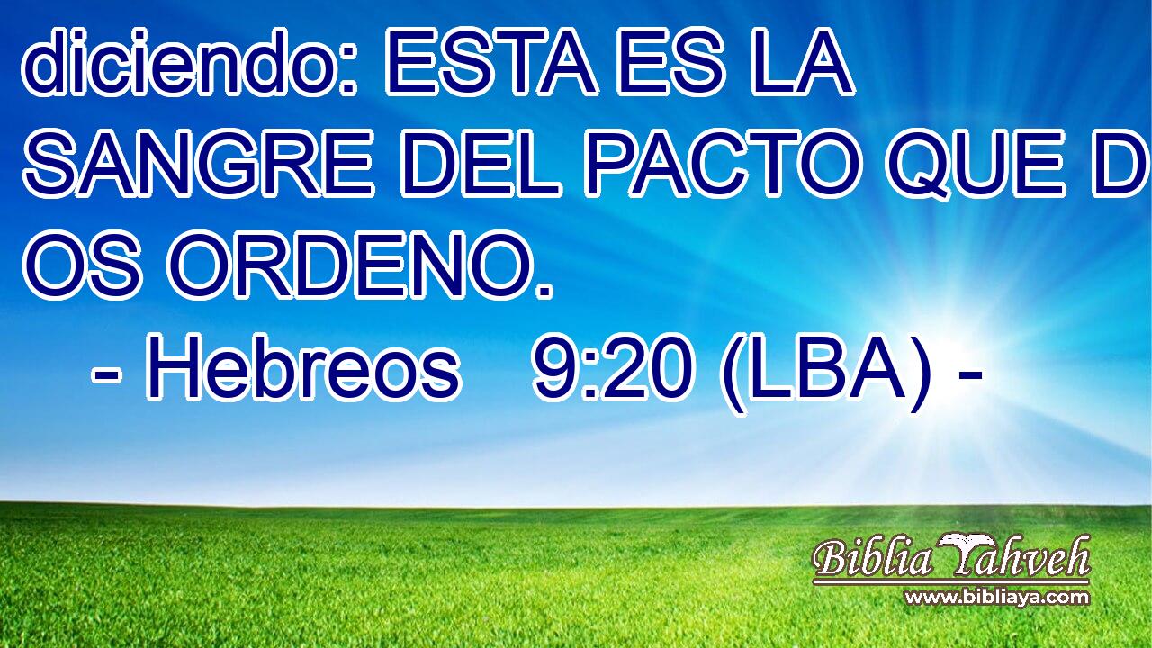 diciendo: ESTA ES LA SANGRE DEL PACTO QUE DIOS OS ORDENO.
