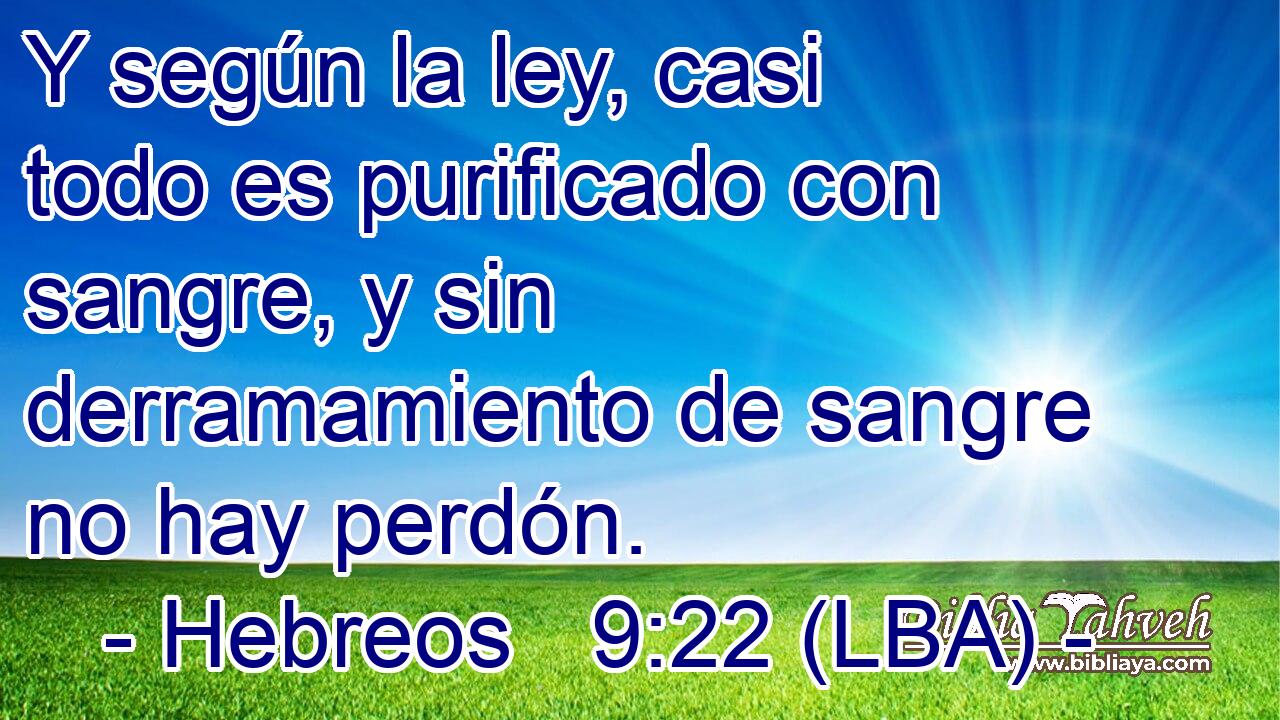 Y según la ley, casi todo es purificado con sangre, y sin derramamiento de sangre no hay perdón.