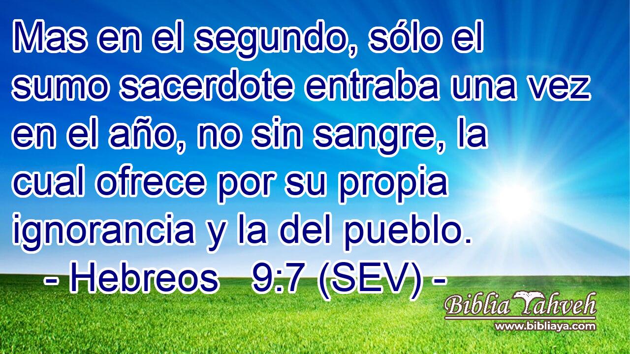 Mas en el segundo, sólo el sumo sacerdote entraba una vez en el año, no sin sangre, la cual ofrece por su propia ignorancia y la del pueblo.